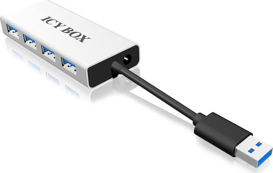 Icy Box USB 3.0 Hub 4 Anschlüsse mit USB-A Verbindung Silber