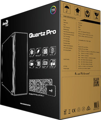 Aerocool Quartz Pro Gaming Voller Turm Computergehäuse mit RGB-Beleuchtung Schwarz