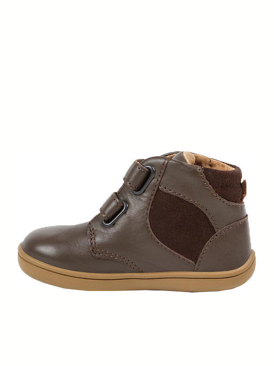 Mayoral Kids Leather Boots with Hoop & Loop Closure Brown