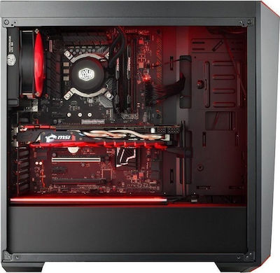 CoolerMaster MasterBox Lite 5 Midi Tower Κουτί Υπολογιστή με Πλαϊνό Παράθυρο Μαύρο