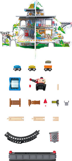 Hape Mighty Mountain Mine Set with Train made of Wood for 3+ years+ Years