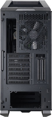 CoolerMaster MasterCase H500P Геймърско бюро Midi Tower Компютърна кутия със страничен прозорец и RGB осветление Черен