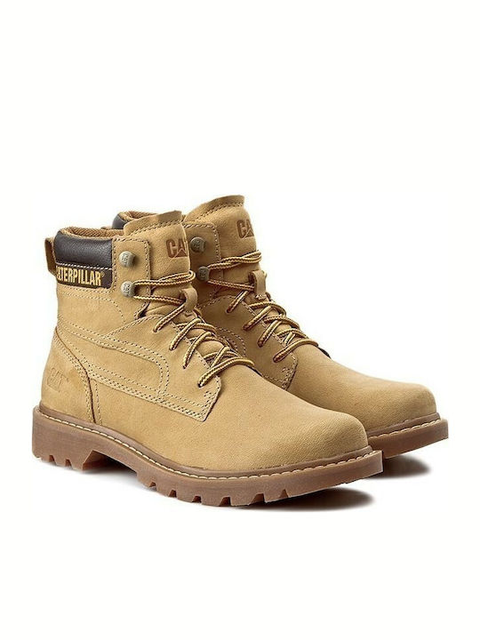 CAT Bridgeport Men's Leather Military Boots Beige