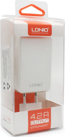 Ldnio Charger Without Cable with 4 USB-A Ports Whites (DL-AC62)