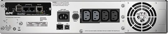 APC Smart-UPS 1500VA LCD RM 2U 230V with Network Card Line-Interactive 1000W με 4 IEC Πρίζες