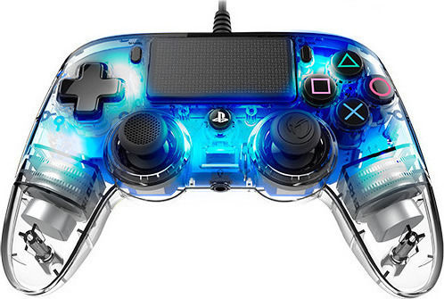 Nacon Wired Illuminated Compact Controller for PS4 Crystal Blue