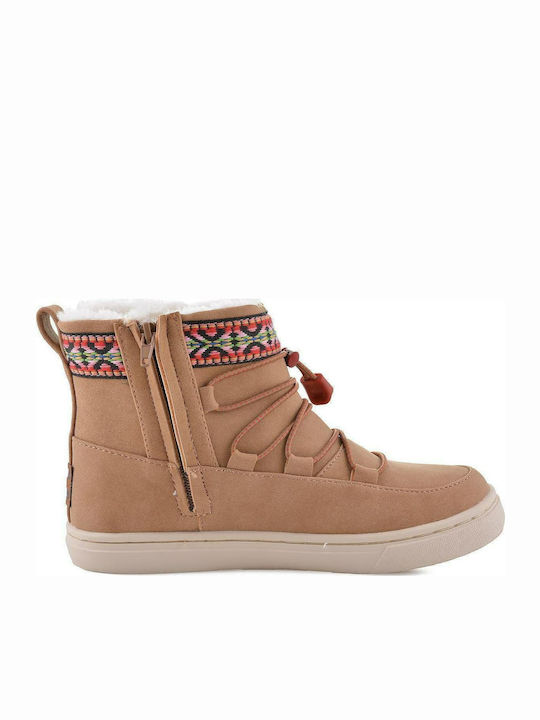 Toms Kids Suede Snow Boots with Hoop & Loop Closure Beige