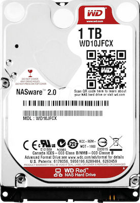 Western Digital Red 1TB HDD Σκληρός Δίσκος 2.5" SATA III 5400rpm με 16MB Cache για NAS / Desktop / Laptop WD10JFCX
