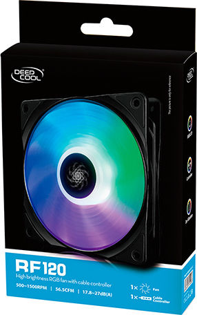 Deepcool RF 120 Case Fan 1500rpm 56.5cfm with RGB Lighting and 4-Pin PWM Connection