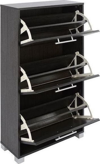 Davina Wooden Shoe Organizer with 3 Shelves Zebrano 62x24x110cm