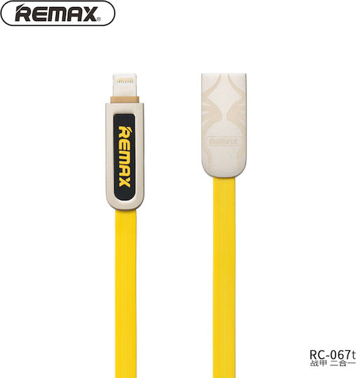 Remax Armor RC-067t Равен USB към Lightning / micro USB Кабел Жълт 1м