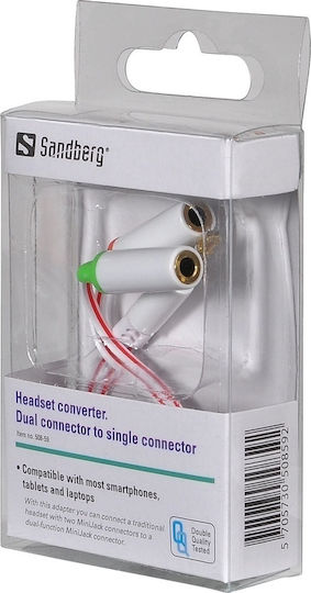 Sandberg Converter 3.5mm male to 3.5mm 2x female White 1pcs (508-59)