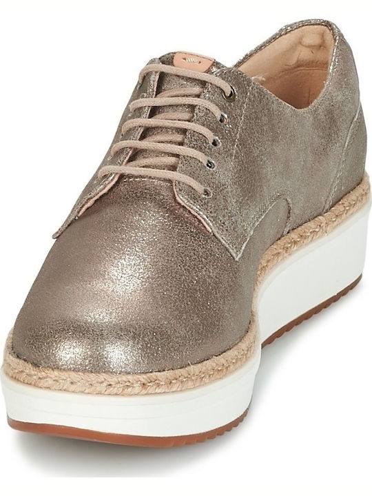 Teadale Rhea Δερμάτινα Γυναικεία Oxfords σε Χρυσό Χρώμα