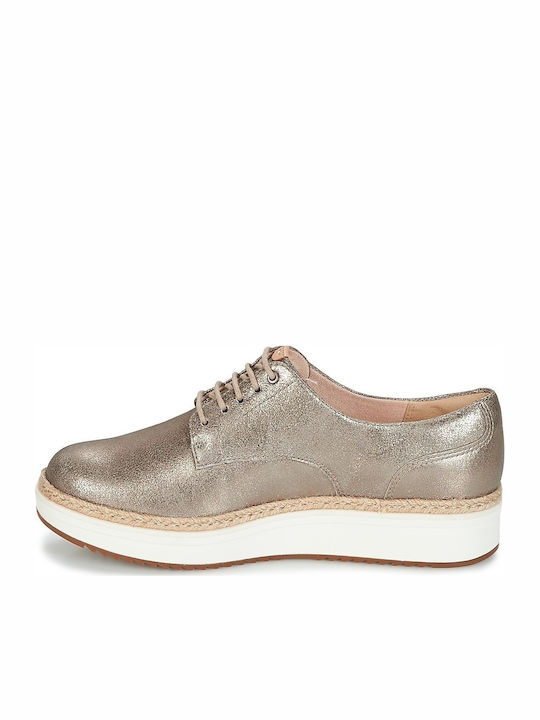 Teadale Rhea Δερμάτινα Γυναικεία Oxfords σε Χρυσό Χρώμα