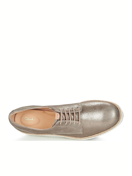 Teadale Rhea Δερμάτινα Γυναικεία Oxfords σε Χρυσό Χρώμα