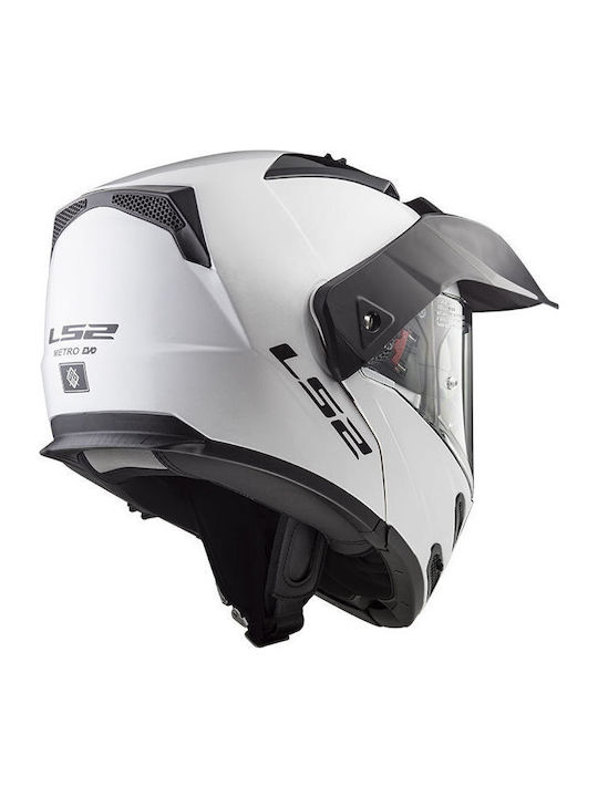 LS2 FF324 Metro Evo Flip-Up Helmet with Sun Visor 1600gr Solid White