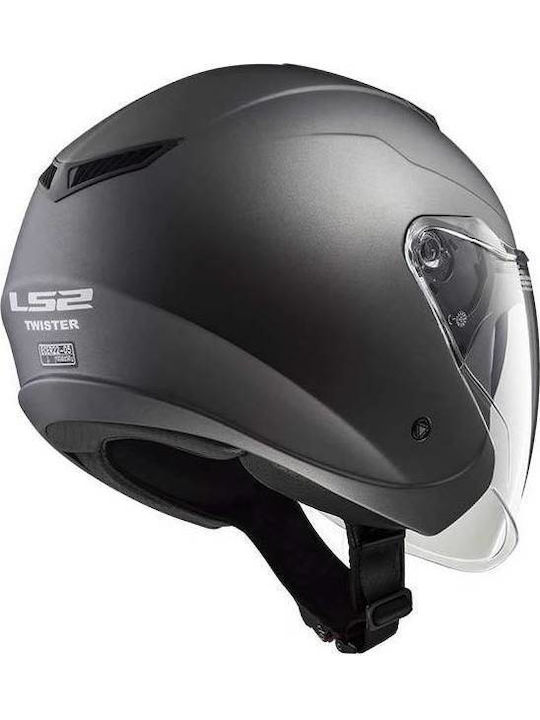 LS2 OF573 Twister Jet Helmet with Sun Visor 1150gr Solid Matt Titanium