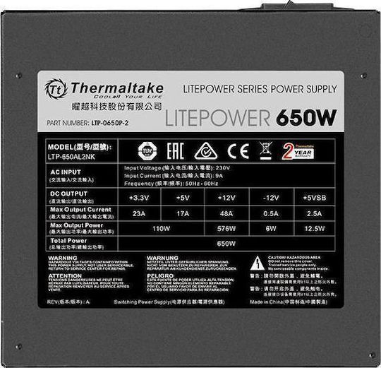 Thermaltake Litepower 650W Μαύρο Τροφοδοτικό Υπολογιστή Full Wired