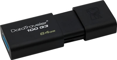 Kingston DataTraveler 100 G3 64GB USB 3.0 Stick Μαύρο