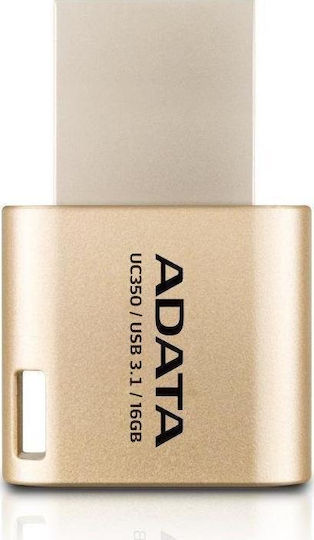 Adata UC350 16GB USB 3.1 Stick με σύνδεση USB-A & USB-C Χρυσό