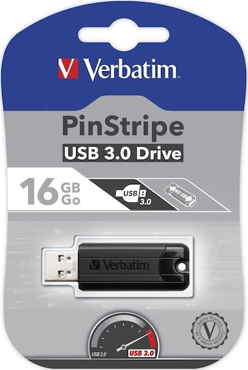Verbatim PinStripe 16GB USB 3.0 Stick Schwarz
