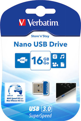 Verbatim Store 'n' Stay Nano 16GB USB 3.0 Stick Blue