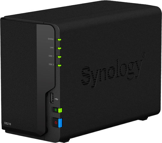 Synology DiskStation DS218 NAS Tower με 2 θέσεις για HDD/SSD