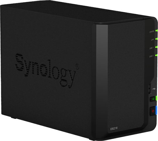 Synology DiskStation DS218 NAS Tower με 2 θέσεις για HDD/SSD