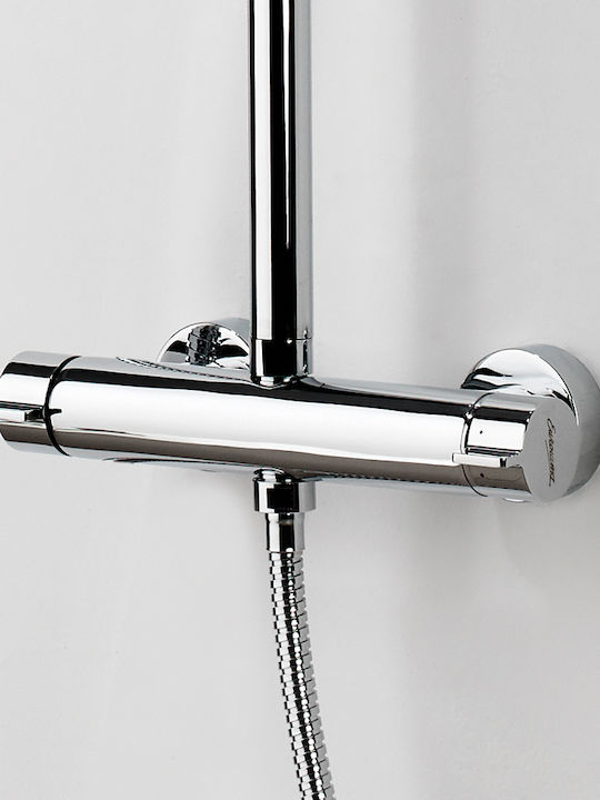 Eurorama Slim Shower Column with Bathtub Mixer 110cm Silver