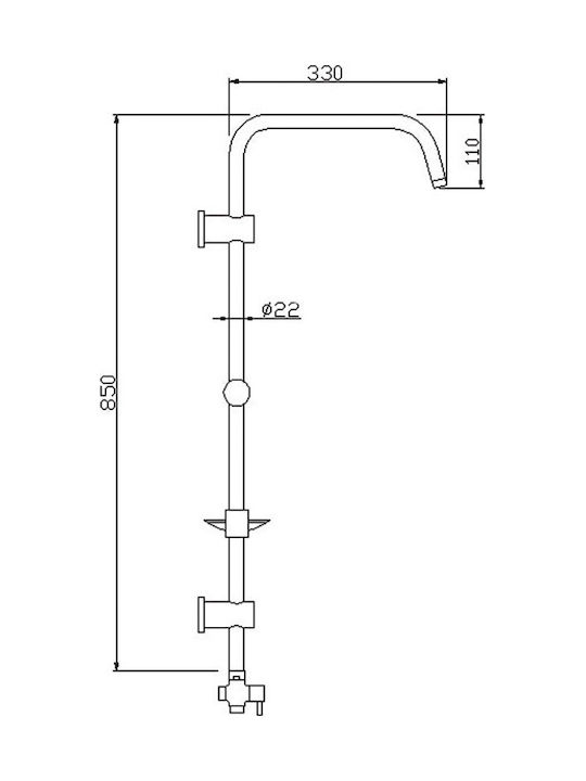 Tema Shower Column Without Mixer 85cm Silver