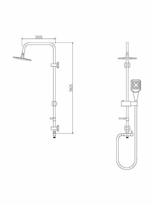 Karag Giota Duschsäule ohne Armatur 96.5cm Silber