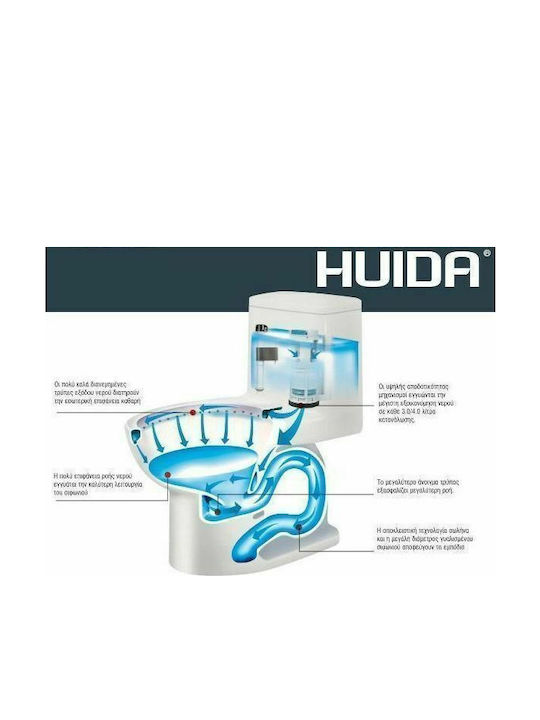 Huida Verona Тоалетна, стояща на пода с тоалетна чиния с Капак Софт Клоуз Бяла