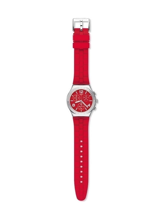 Swatch Rouge De Bienne Watch Chronograph with Red Rubber Strap