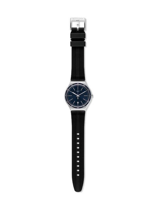 Swatch Camarade Battery Watch with Rubber Strap Black