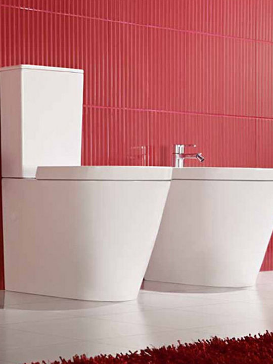 Sanitana Glam Λεκάνη Δαπέδου με Καζανάκι με Κάλυμμα Thermodur Soft Close Λευκή