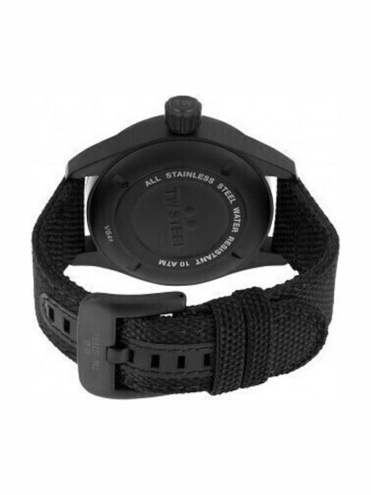 TW Steel Ανδρικό Ρολόι 45mm Χρονογράφος Μπαταρίας με Μαύρο Υφασμάτινο Λουράκι