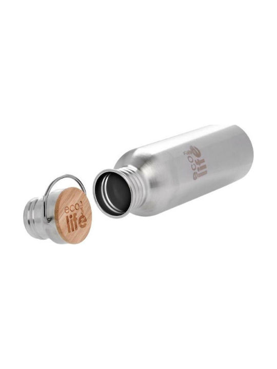 Ecolife Bamboo Ανοξείδωτο Παγούρι 750ml Ασημί Ecolife Bamboo Ανοξείδωτο Παγούρι 750ml Ασημί