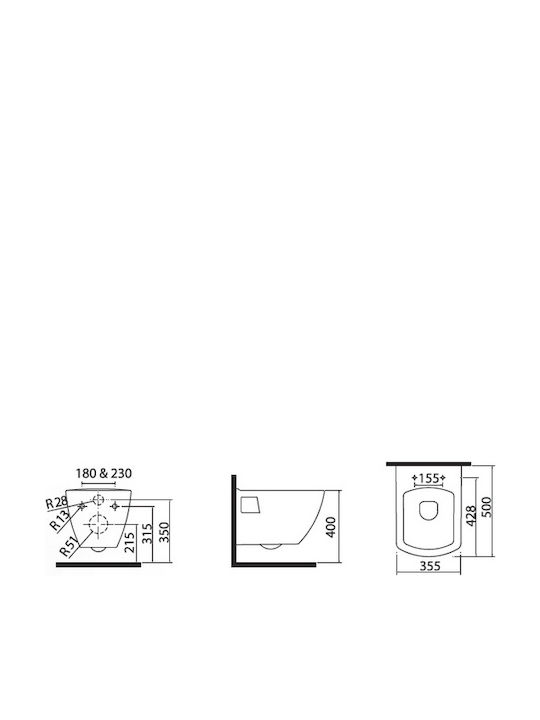 Creavit Quadro Wall-Mounted Toilet that Includes Soft Close Cover White Creavit Quadro Wall-Mounted Toilet that Includes Soft Close Cover White