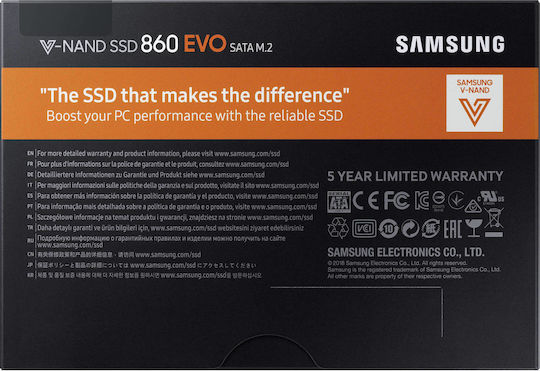 Samsung 860 Evo M.2 SSD 250GB τύπου M.2 με σύνδεση SATA III MZ-N6E250BW