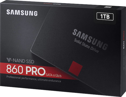 Samsung 860 Pro SSD 1TB τύπου 2.5'' με σύνδεση SATA III MZ-76P1T0BW MZ-76P1T0B/EU