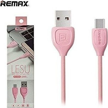 Remax Lesu RC-050a USB 2.0 Кабел USB-C Мъжки - USB-A Розов 1м