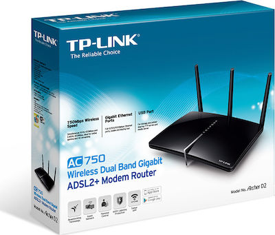 TP-LINK Archer D2 v1 ADSL2+ Wireless Modem Router with 4 Gigabit Ethernet Ports