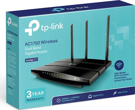 TP-LINK Archer C7 v2 Ασύρματο Router Wi‑Fi 5 με 4 Θύρες Gigabit