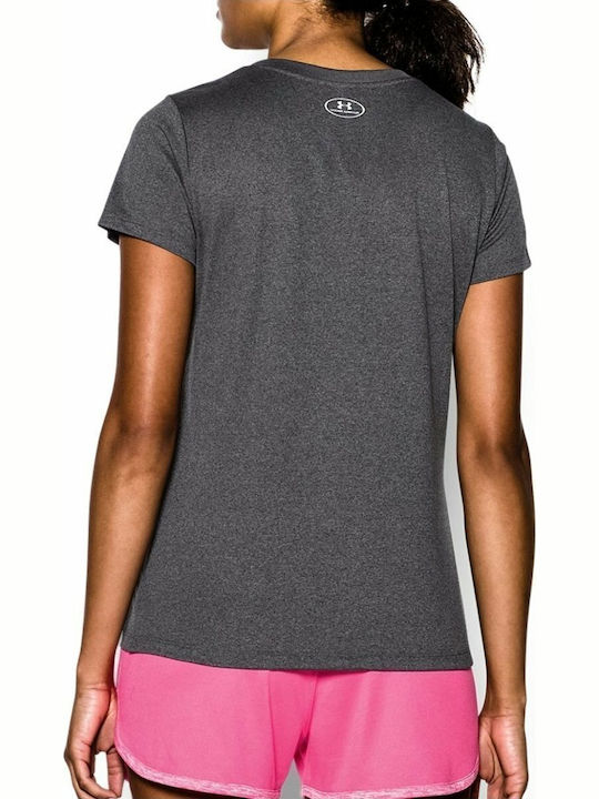 Under Armour Tech Women's Athletic T-shirt Fast Drying with V Neckline Gray