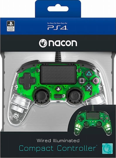 Nacon Wired Illuminated Compact Controller for PS4 Crystal Green