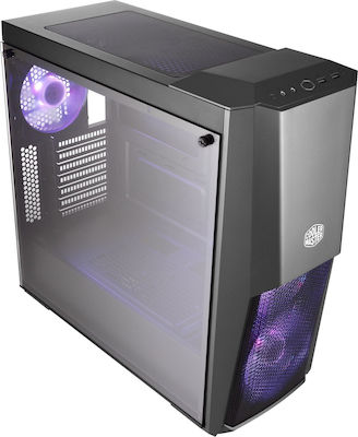 CoolerMaster MasterBox MB500 Gaming Midi Tower Κουτί Υπολογιστή με Πλαϊνό Παράθυρο και RGB Φωτισμό Μαύρο