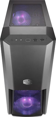 CoolerMaster MasterBox MB500 Gaming Midi Tower Κουτί Υπολογιστή με Πλαϊνό Παράθυρο και RGB Φωτισμό Μαύρο