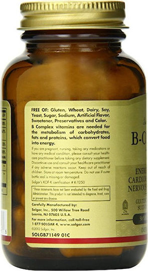 Solgar B-Complex "100" Vitamin für Energie, Stärkung des Immunsystems & das Nervensystem 50 veg. Kappen
