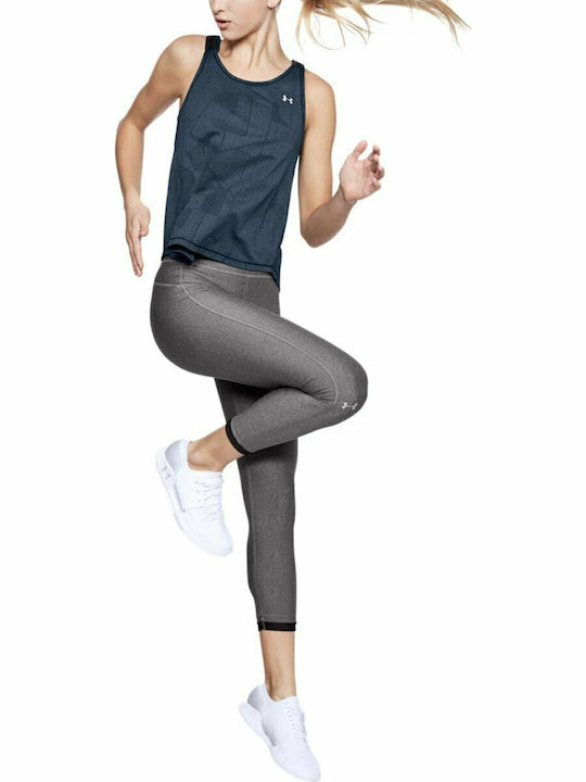 Heat Gear Leggings Pentru Alergare Colanți Cropped De Strângere Lucios Gri