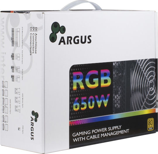 Inter-Tech Argus RGB CM 650W Τροφοδοτικό Υπολογιστή Semi Modular 80 Plus Gold